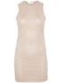 Saint Laurent Ruched Semi-Sheer Tulle Mini Dress Beige