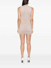 Saint Laurent Ruched Semi-Sheer Tulle Mini Dress Beige