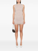 Saint Laurent Ruched Semi-Sheer Tulle Mini Dress Beige