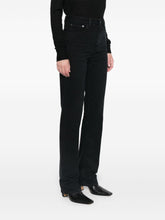 Saint Laurent Straight-Leg Black Denim Jeans with Logo Patch Black