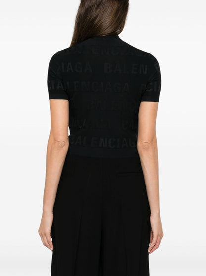Balenciaga jacquard logo crop top BLACK