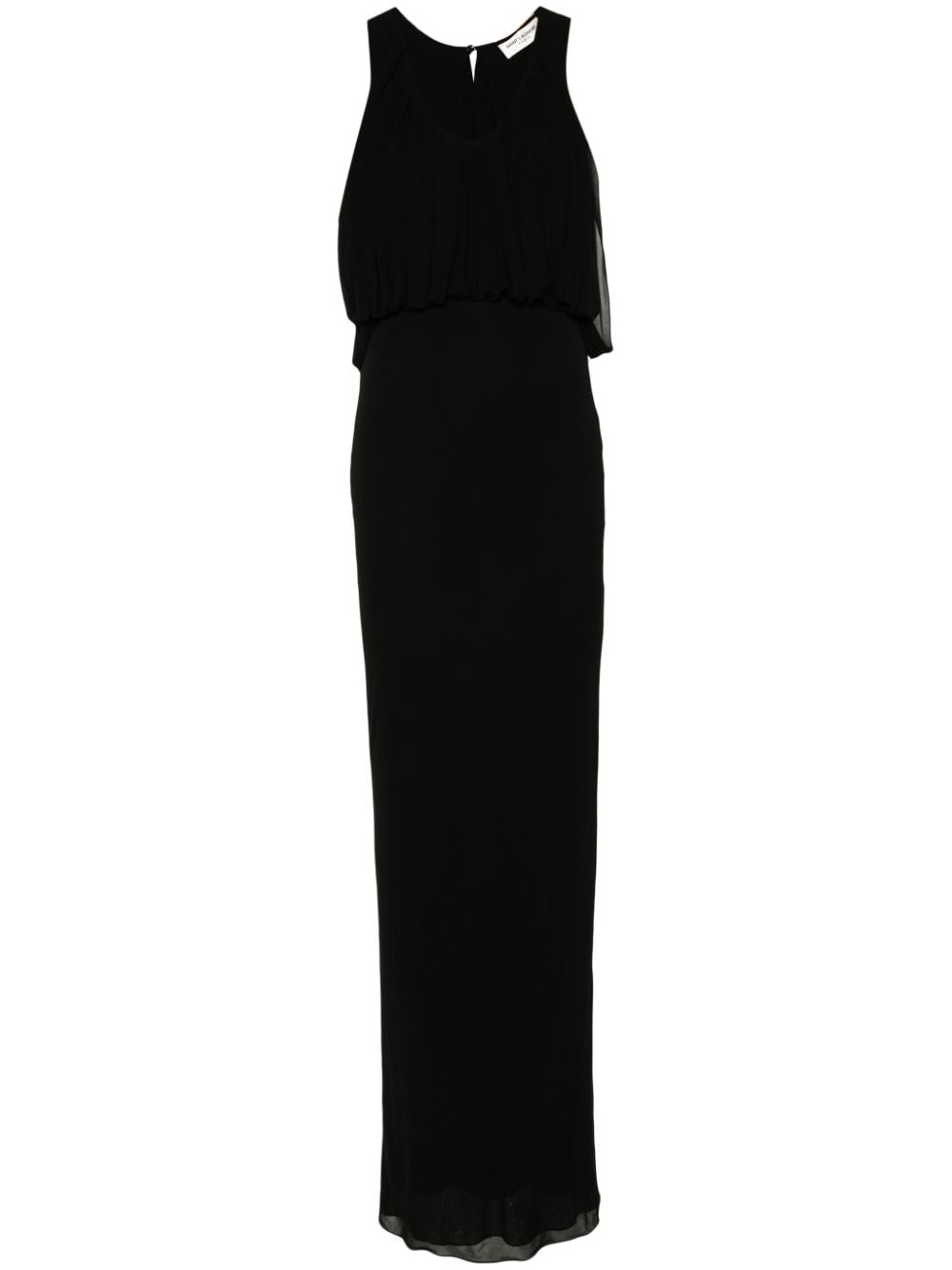 Saint Laurent Draped Cotton-Blend Maxi Dress Black