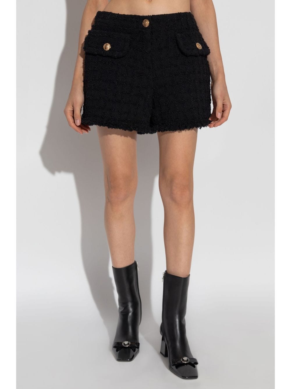 Versace Heritage tweed mini shorts Black