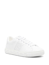 Versace Greca Embellished Faux Leather Sneakers White