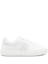 Versace Greca Embellished Faux Leather Sneakers White