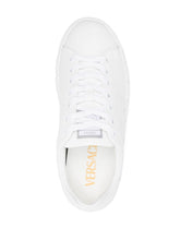Versace Greca Embellished Faux Leather Sneakers White