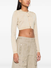 Versace Barocco Lurex Cropped Cardigan Beige