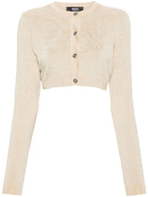 Versace Barocco Lurex Cropped Cardigan Beige