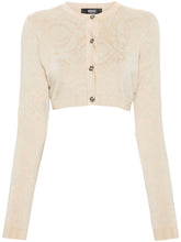 Versace Barocco lurex cropped cardigan Beige