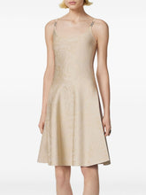 Versace Barocco jacquard flared mini dress Beige