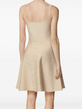 Versace Barocco Jacquard Flared Mini Dress Beige