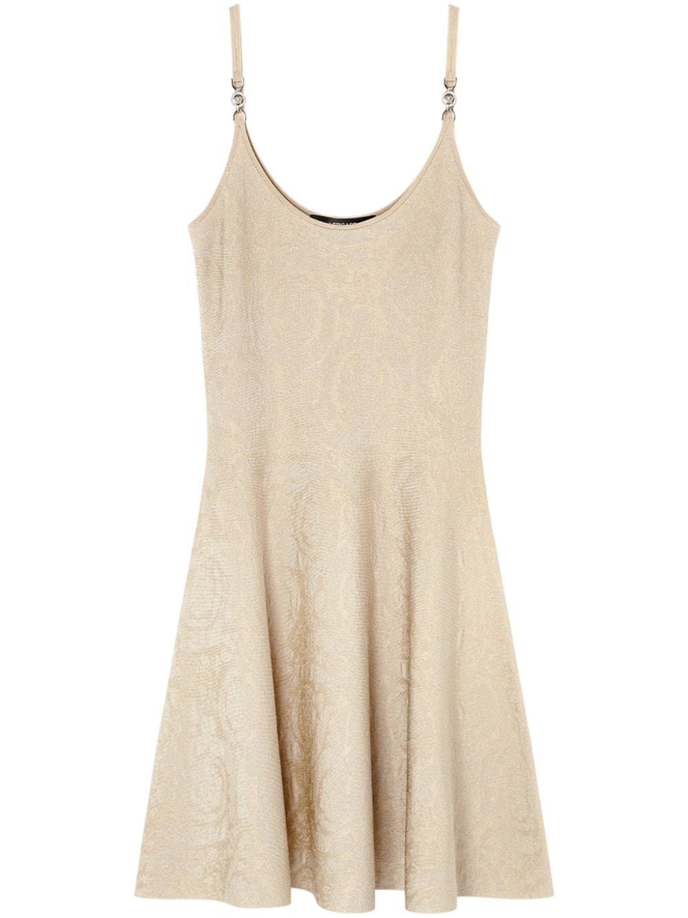 Versace Barocco Jacquard Flared Mini Dress Beige