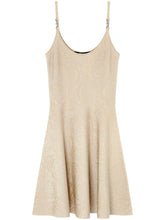 Versace Barocco jacquard flared mini dress Beige