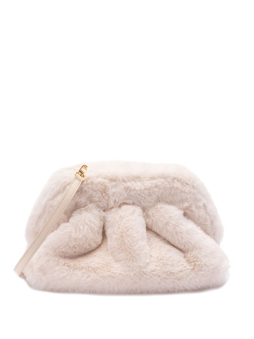 Themoirè Faux-Fur Tia Clutch Bag Cream
