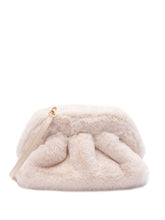 Themoirè Faux-Fur Tia Clutch Bag Cream