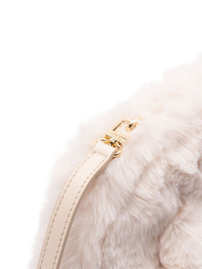 Themoirè Faux-Fur Tia Clutch Bag Cream
