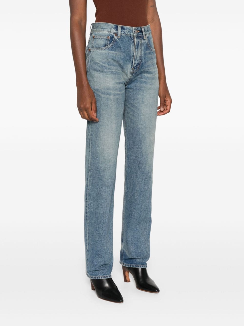 Saint Laurent Straight Benjamin Blue Denim Jeans