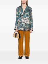Pierre Louis Mascia Double-Breasted Printed Silk Jacket Beige