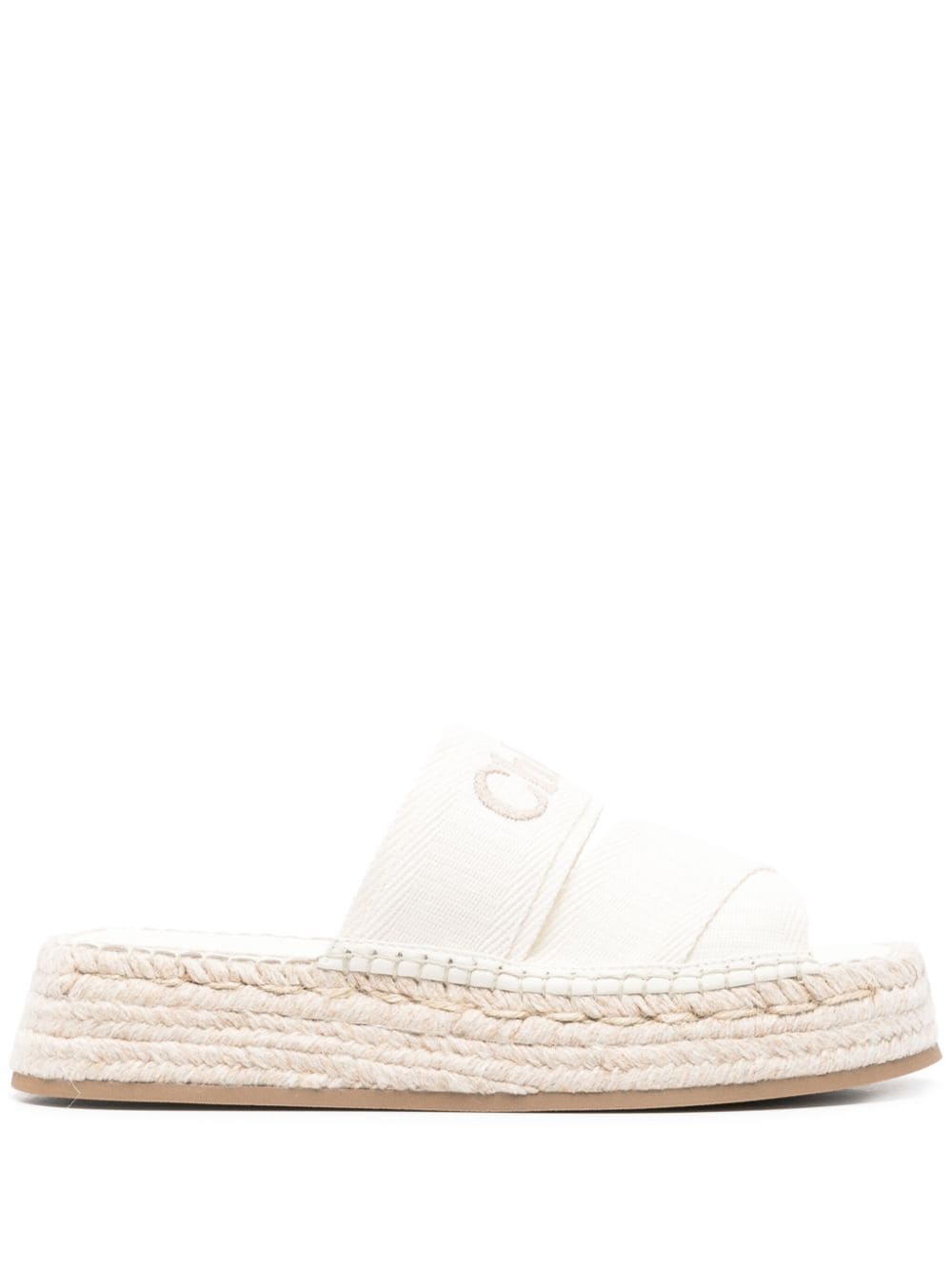 Chloé Mila Platform Espadrille Slides White