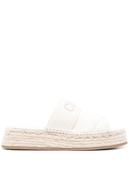Chloé Mila Platform Espadrille Slides White