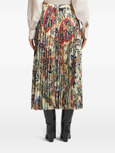 Etro Paisley-Print Pleated Midi Skirt Beige