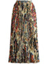 Etro Paisley-Print Pleated Midi Skirt Beige