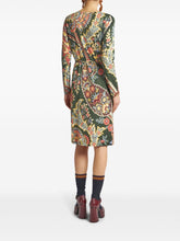 Etro Abstract Pattern Belted Midi Dress Green