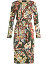 Etro Abstract Pattern Belted Midi Dress Green