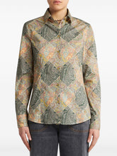 Etro Patchwork-Print Poplin Shirt Yellow