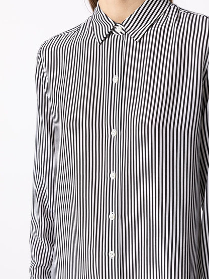 Equipment Striped Silk Shirt with Classic Collar White White