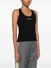 Palm Angels Ribbed-Knit Logo Tank Top Black
