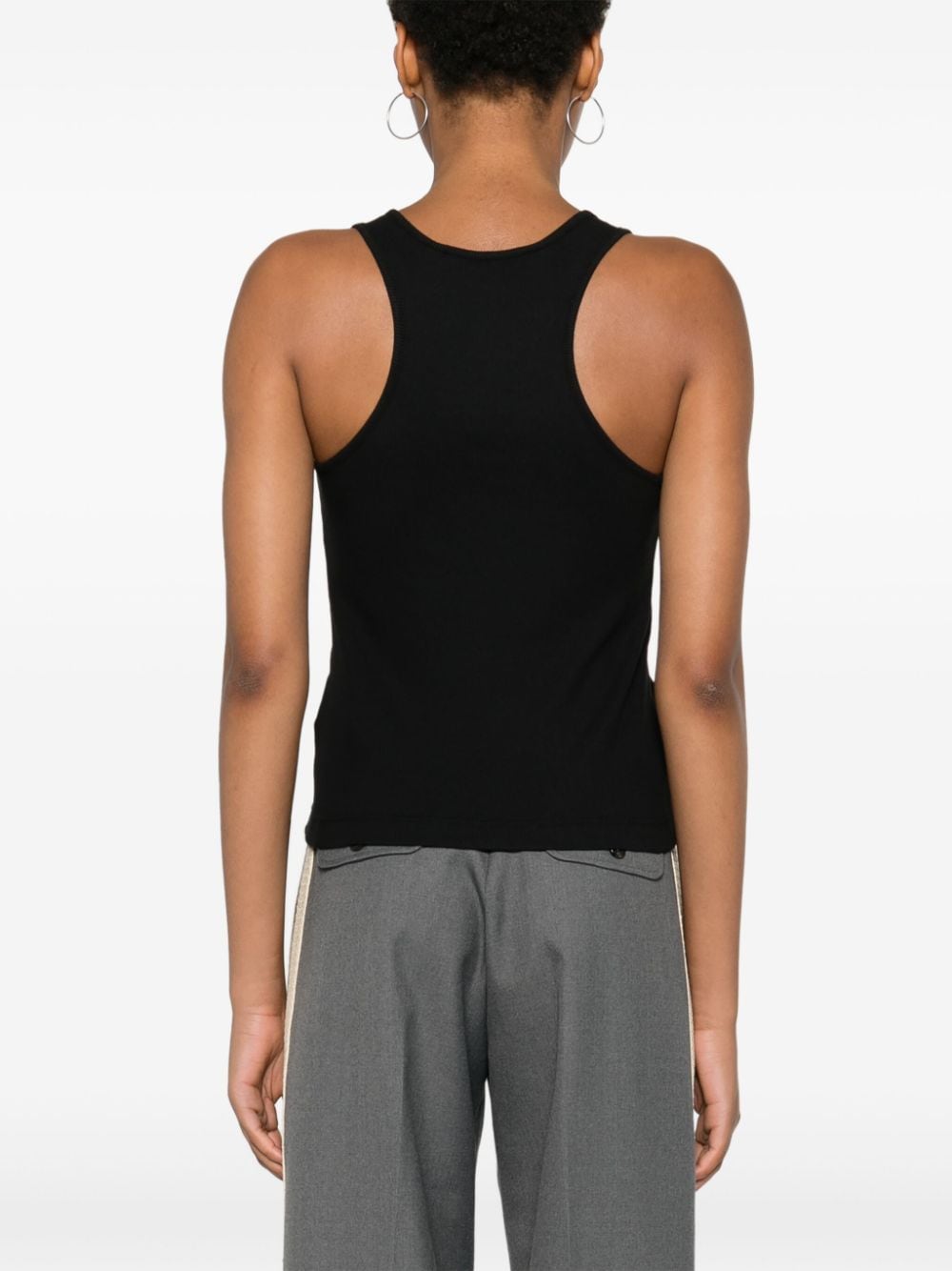 Palm Angels Ribbed-Knit Logo Tank Top Black
