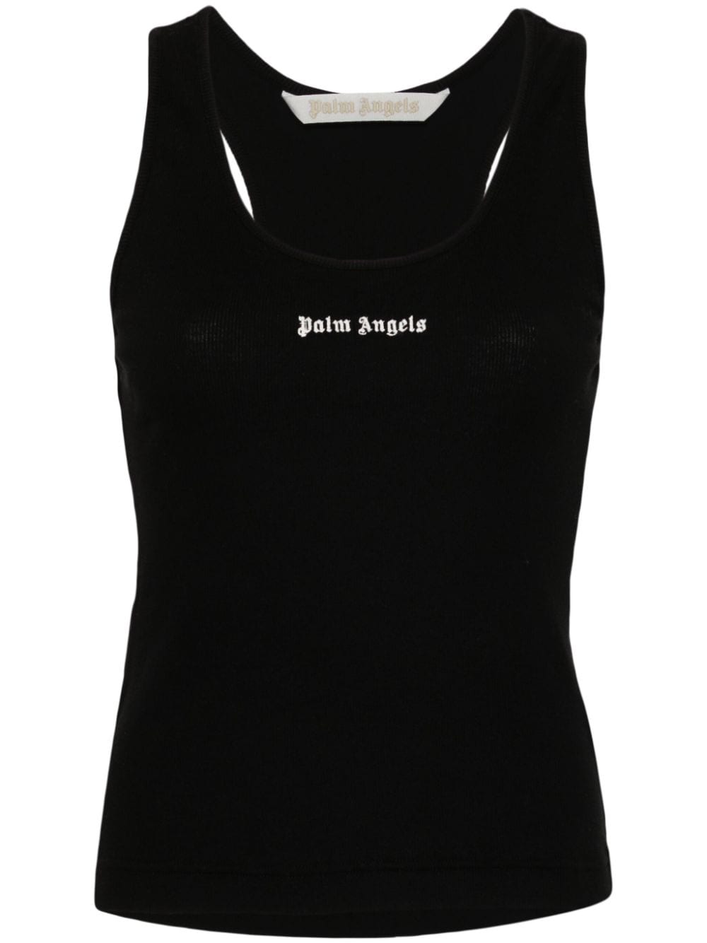 Palm Angels Ribbed-Knit Logo Tank Top Black