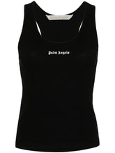 Palm Angels Ribbed-Knit Logo Tank Top Black