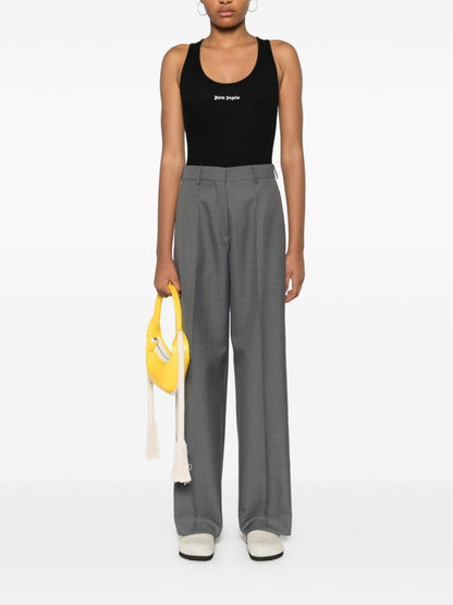 Palm Angels Ribbed-Knit Logo Tank Top Black