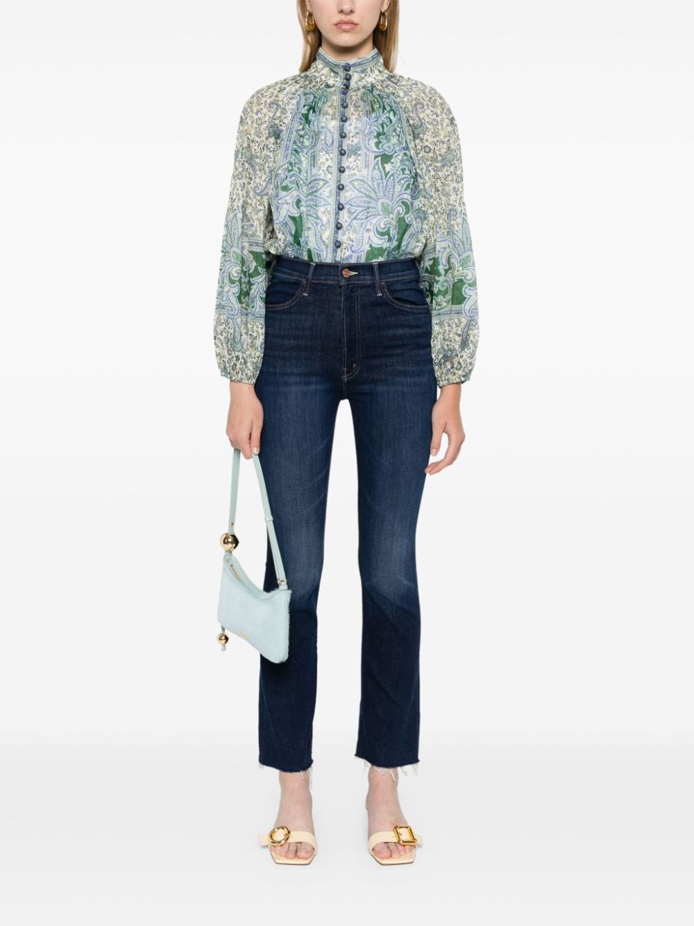 Mother Bootcut Denim Cotton Jeans Blue