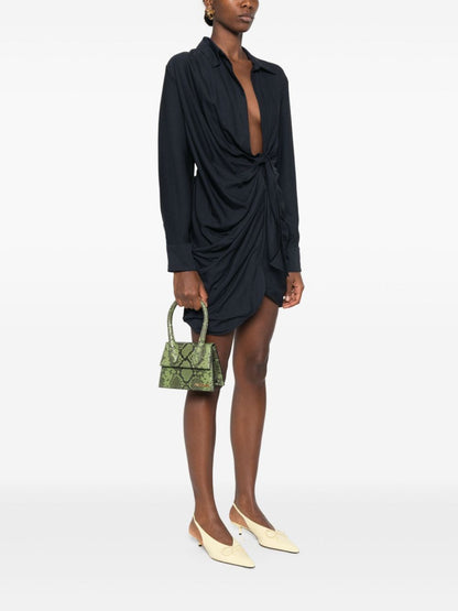 Jacquemus Le Chiquito Moyen Snakeskin-Effect Leather Tote Bag Green