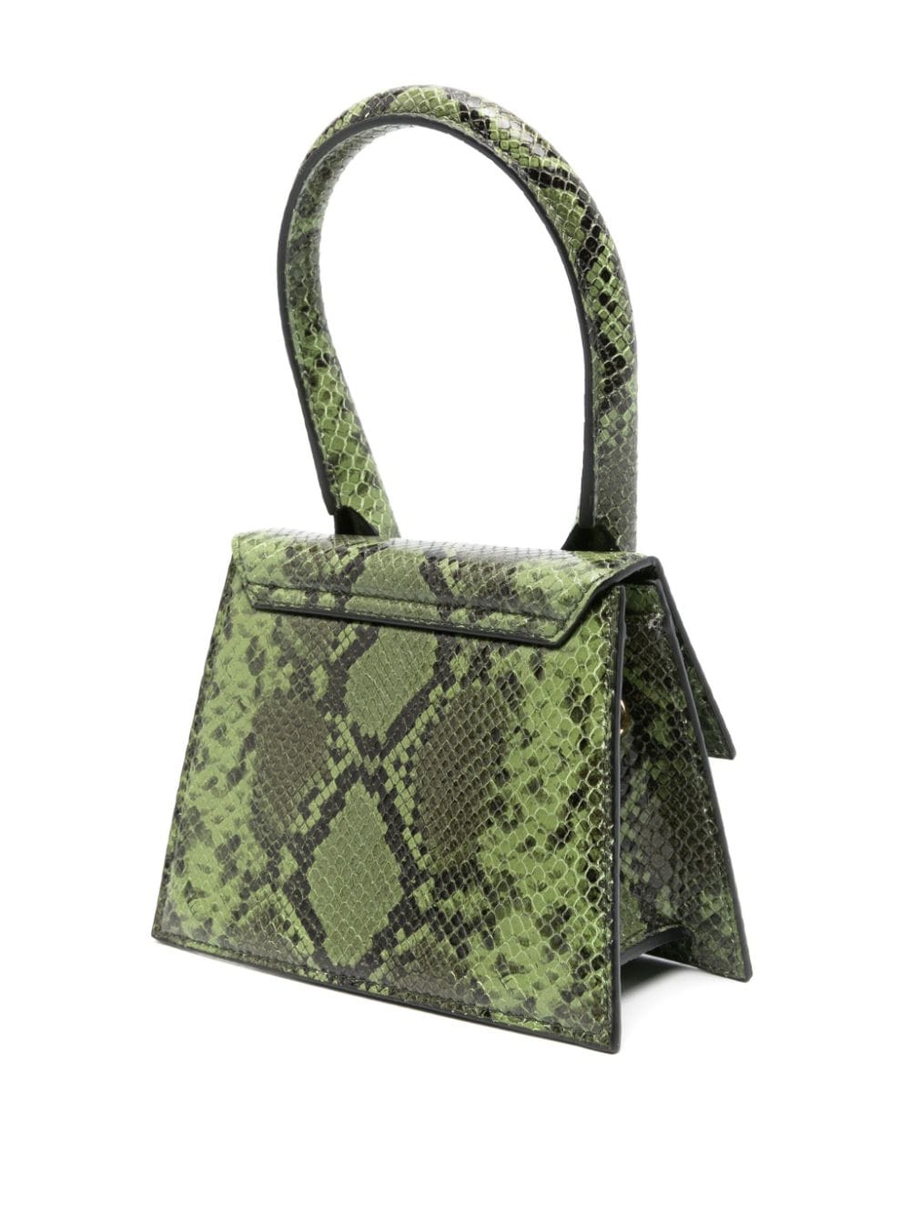 Jacquemus Le Chiquito Moyen Snakeskin-Effect Leather Tote Bag Green