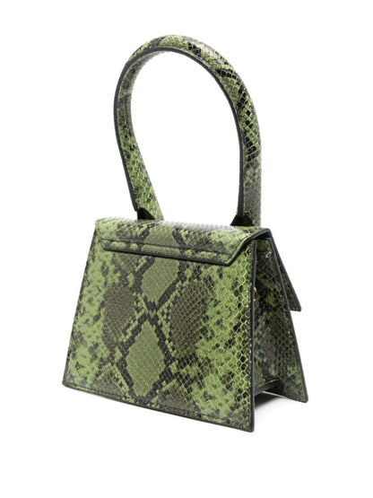 Jacquemus Le Chiquito Moyen Snakeskin-Effect Leather Tote Bag Green