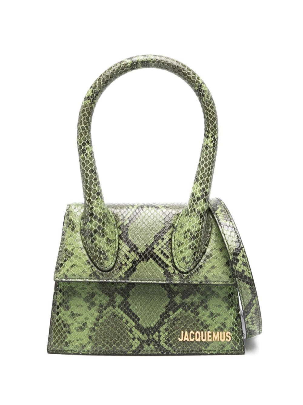 Jacquemus Le Chiquito Moyen Snakeskin-Effect Leather Tote Bag Green