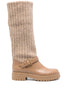 Gianvito Rossi Knee-Length Panelled Leather Boots Beige