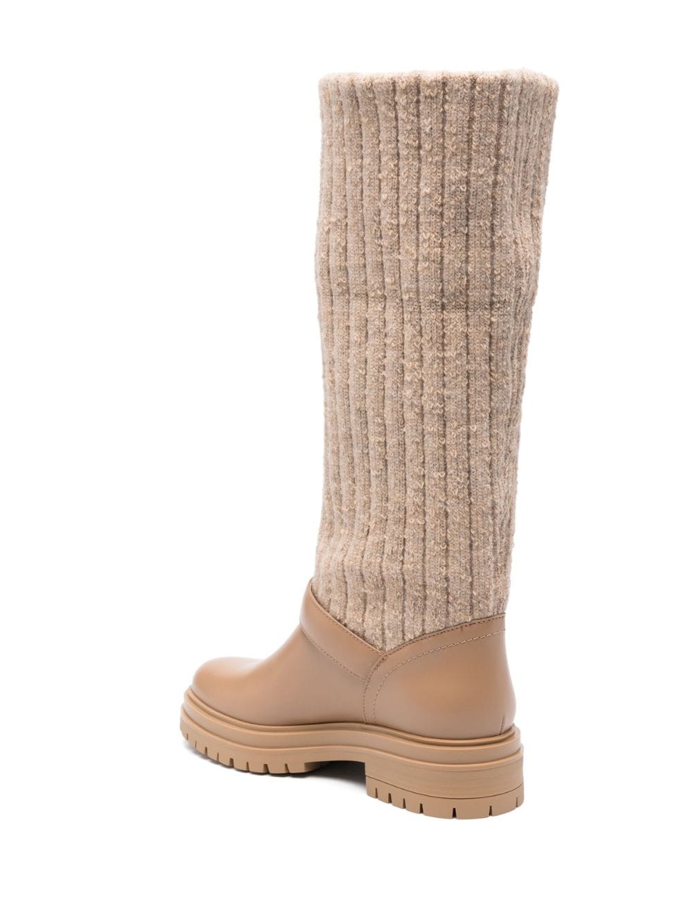 Gianvito Rossi Knee-Length Panelled Leather Boots Beige