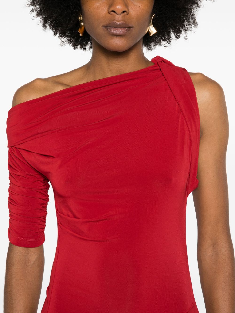 JACQUEMUS La Mini Drapeado Dress Red