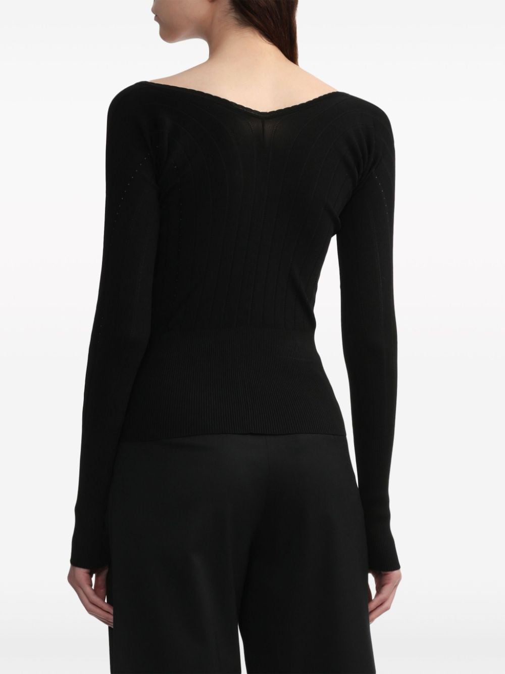 JACQUEMUS Le Haut Pralu Ribbed V-Neck Sweater Black black