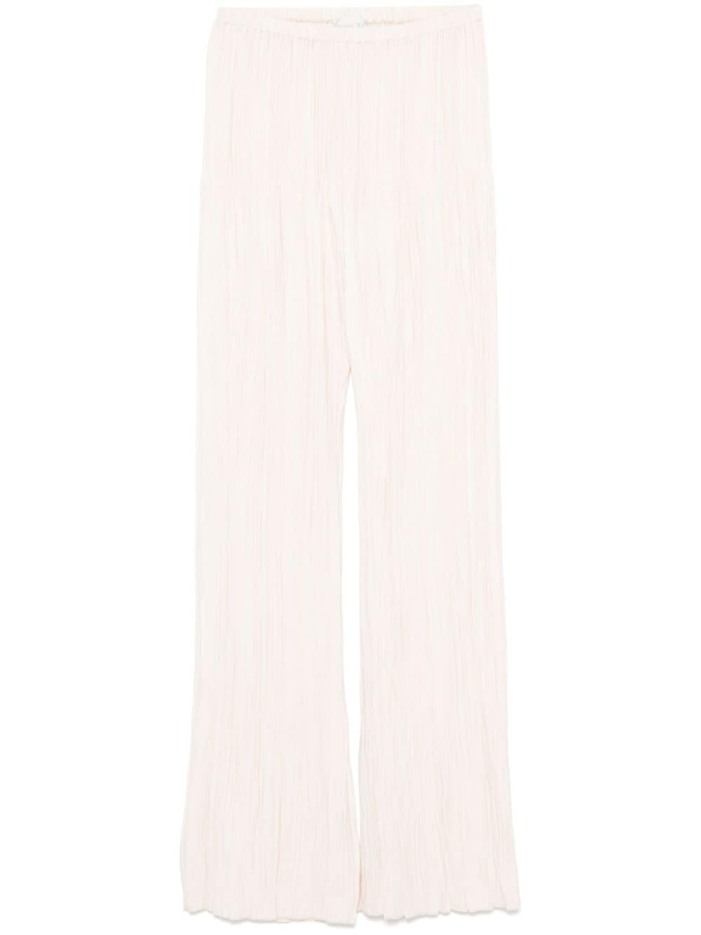 Forte Forte High-Waisted Pleated Crepe Straight-Leg Trousers Ivory