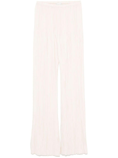 Forte Forte High-Waisted Pleated Crepe Straight-Leg Trousers Ivory