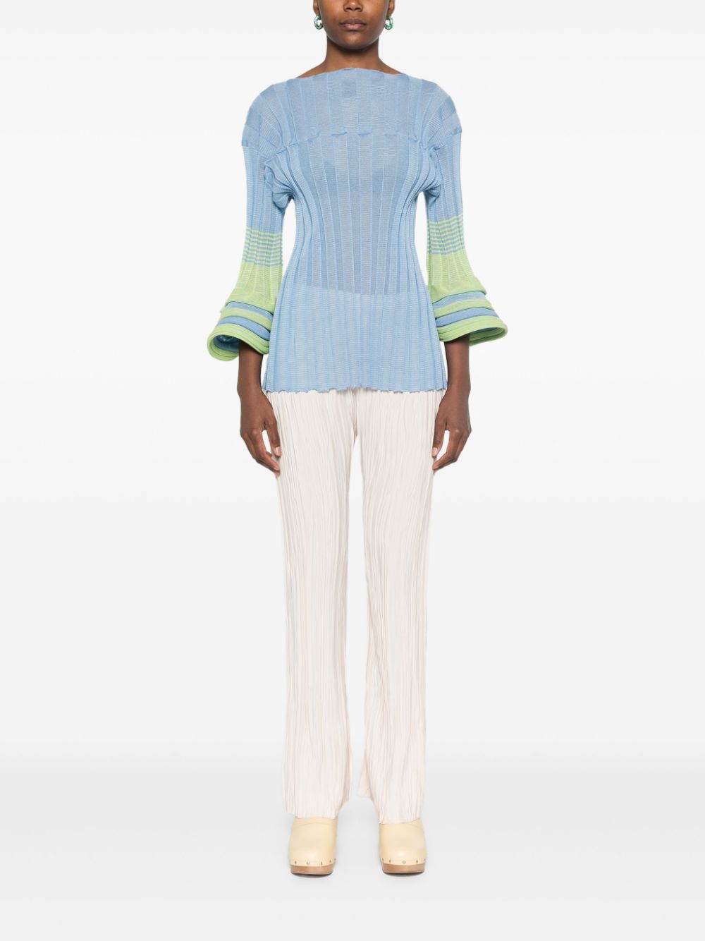 Forte Forte High-Waisted Pleated Crepe Straight-Leg Trousers Ivory