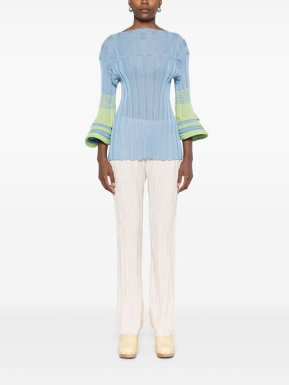 Forte Forte High-Waisted Pleated Crepe Straight-Leg Trousers Ivory