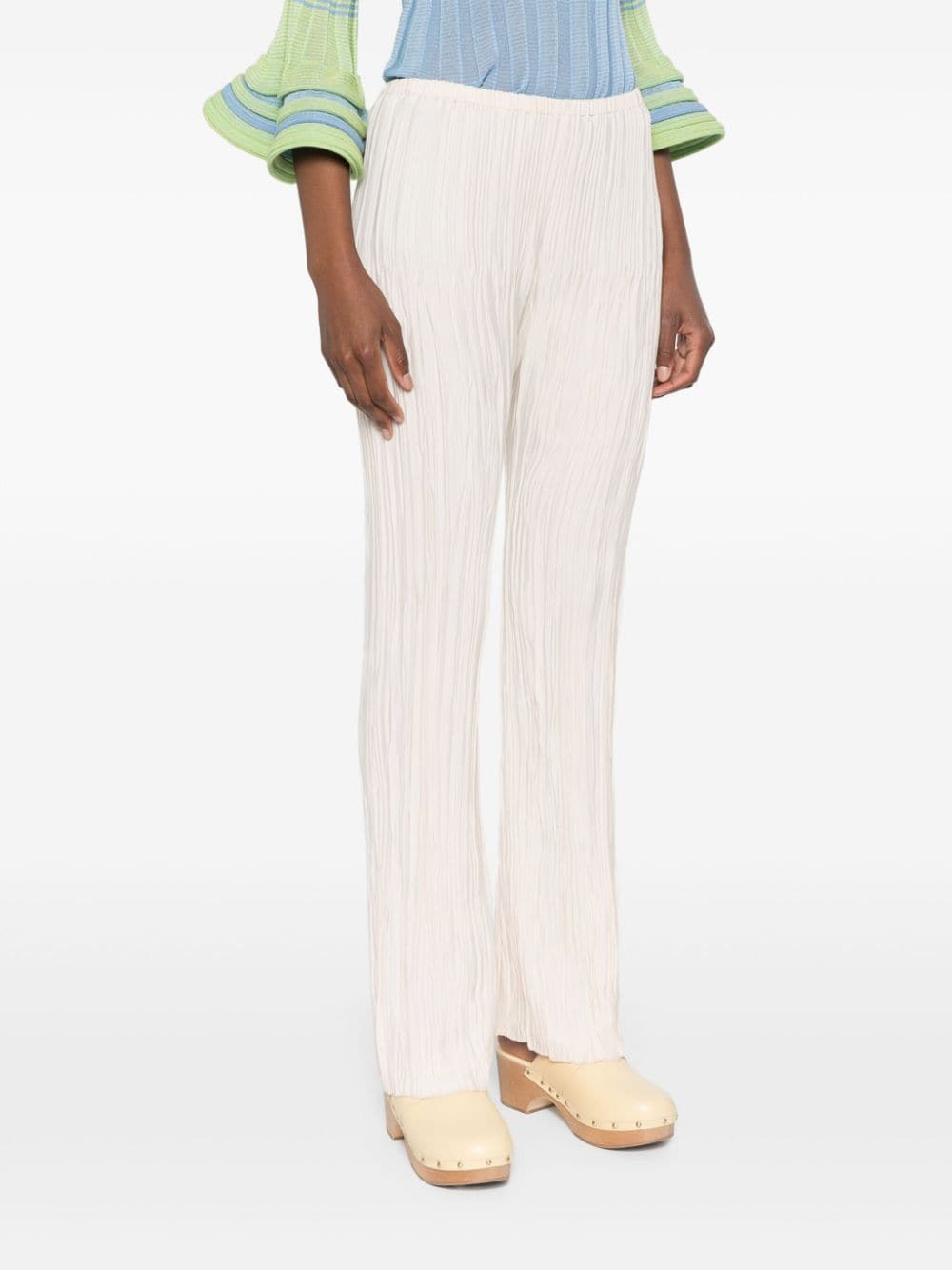 Forte Forte High-Waisted Pleated Crepe Straight-Leg Trousers Ivory