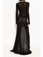 Saint Laurent Asymmetric Wool-Blend Long Dress Black